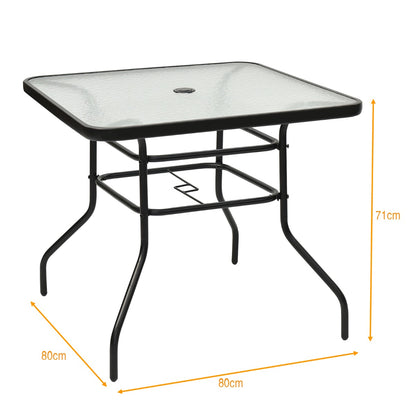 Rectangle Metal Coffee Table with Tempered Glass Top for Patio