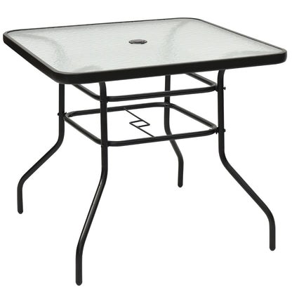 Rectangle Metal Coffee Table with Tempered Glass Top for Patio