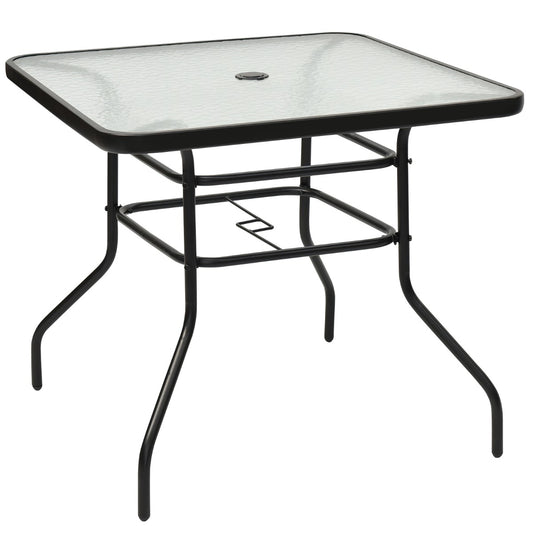Rectangle Metal Coffee Table with Tempered Glass Top for Patio
