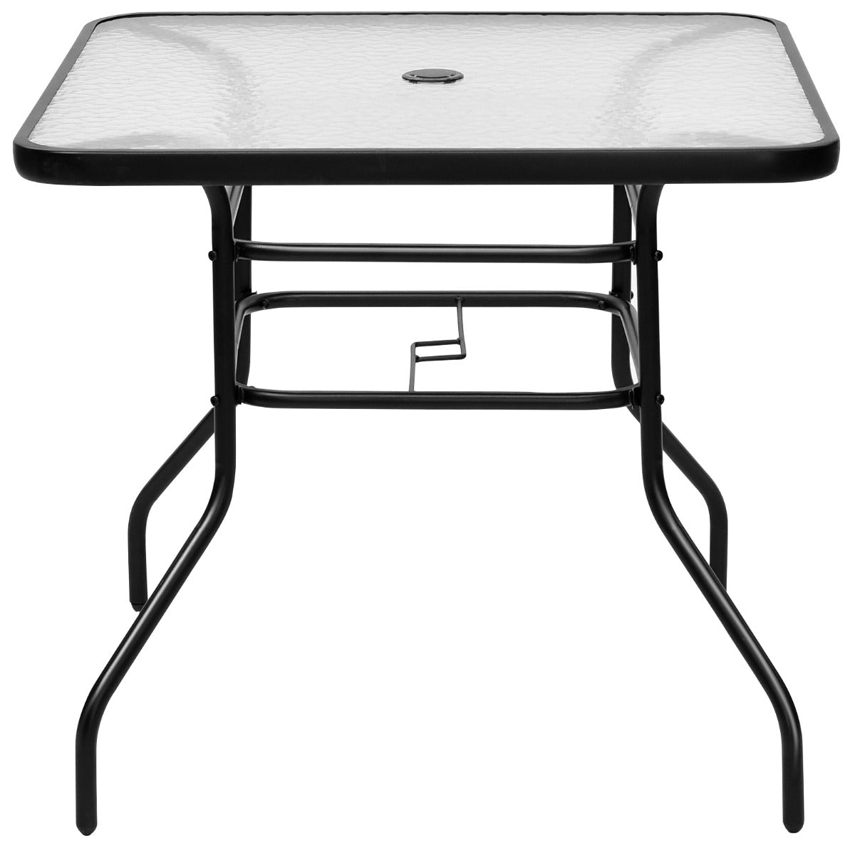 Rectangle Metal Coffee Table with Tempered Glass Top for Patio