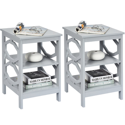 Set of 2 Side Table with Stable Structure for Bedroom/Living Room-Grey