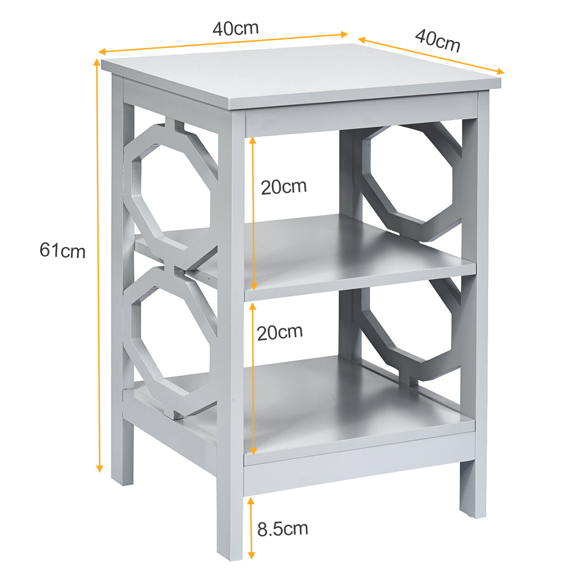 Set of 2 Side Table with Stable Structure for Bedroom/Living Room-Grey