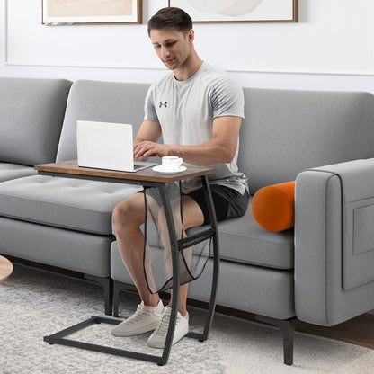 C-shaped End Table with Side Pocket for Living Room, Bedroom