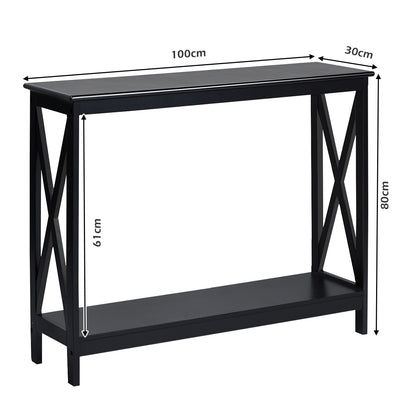 Industrial 2-Tier Narrow Console Table with Storage Shelf for Entryway-Black
