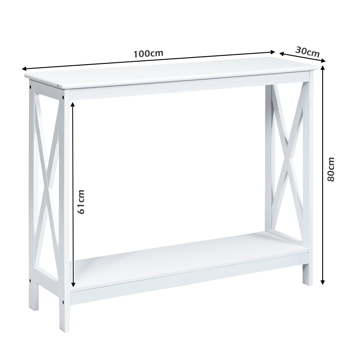 Industrial 2-Tier Narrow Console Table with Storage Shelf for Entryway-White