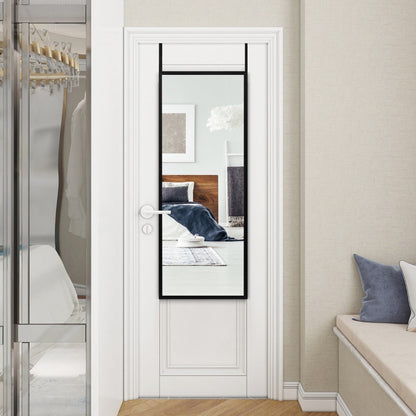 Black Wall-Mounted Full-Length Mirror with Adjustable Height, 1.08m x 0.365m
