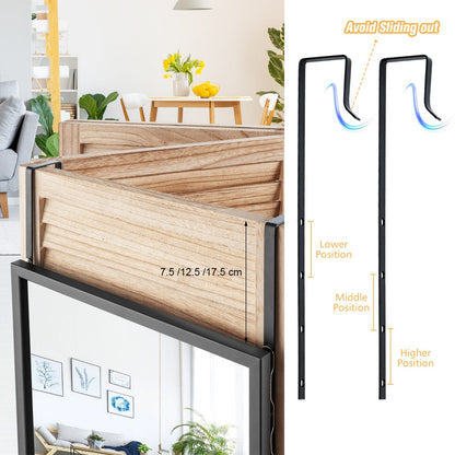 Black Wall-Mounted Full-Length Mirror with Adjustable Height, 1.08m x 0.365m