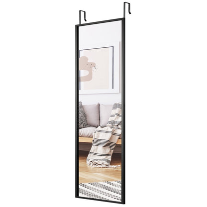 Black Wall-Mounted Full-Length Mirror with Adjustable Height, 1.08m x 0.365m
