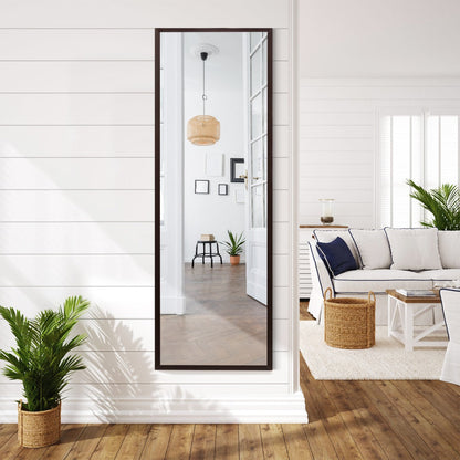 Adjustable Height Full-Length Mirror for Wall or Door, Brown Finish, 3 kg