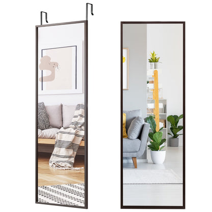 Adjustable Height Full-Length Mirror for Wall or Door, Brown Finish, 3 kg
