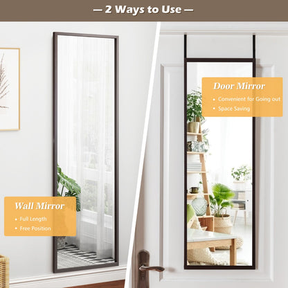 Adjustable Height Full-Length Mirror for Wall or Door, Brown Finish, 3 kg