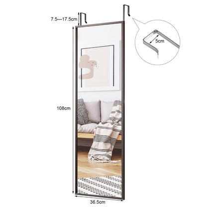 Costway Full length Mirror with Height Adjusting Hanging Hooks for Bedroom Brown