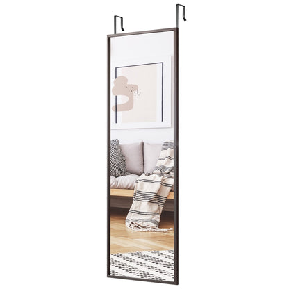 Adjustable Height Full-Length Mirror for Wall or Door, Brown Finish, 3 kg