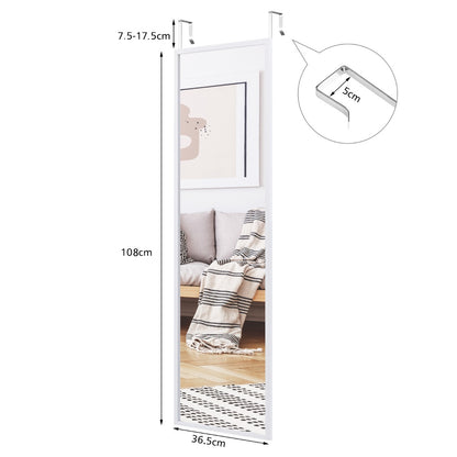 Costway Full length Mirror with Height Adjusting Hanging Hooks for Bedroom White
