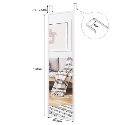 Full-Length Adjustable Hanging Mirror for Bedroom, Wall or Door Mount