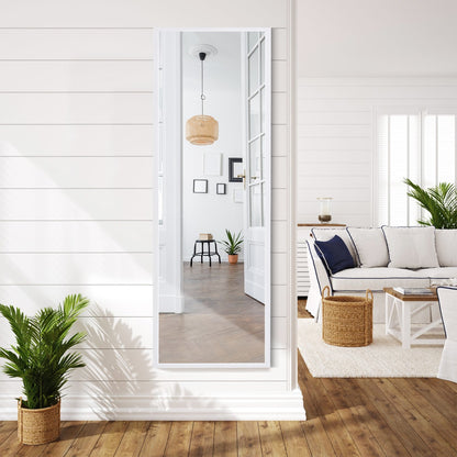 Costway Full length Mirror with Height Adjusting Hanging Hooks for Bedroom White
