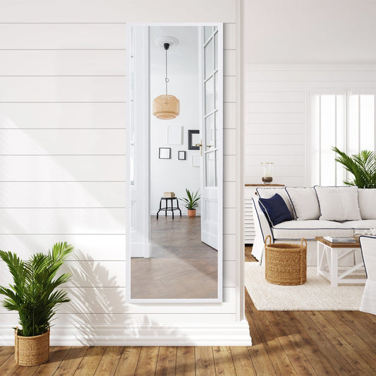 Costway Full length Mirror with Height Adjusting Hanging Hooks for Bedroom White