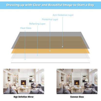 Costway Full length Mirror with Height Adjusting Hanging Hooks for Bedroom White