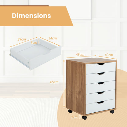 Versatile Storage Cabinet with Wheels for Home Office-Natural