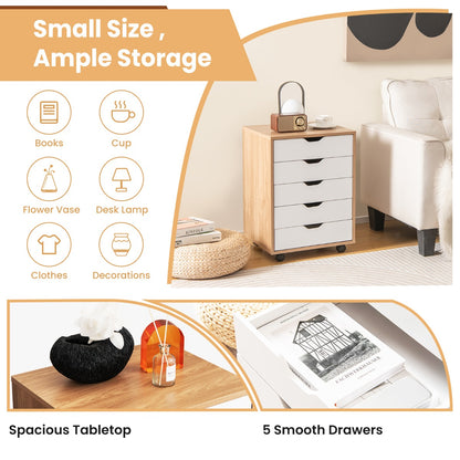Versatile Storage Cabinet with Wheels for Home Office-Natural