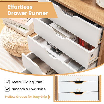Versatile Storage Cabinet with Wheels for Home Office-Natural
