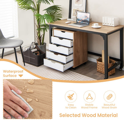 Versatile Storage Cabinet with Wheels for Home Office-Natural