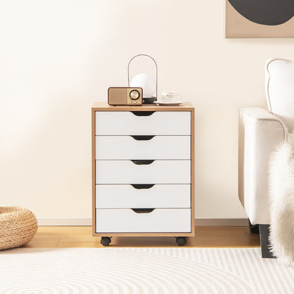 Versatile Storage Cabinet with Wheels for Home Office-Natural