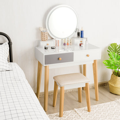 Dressing Table with Lights & Stool for Makeup