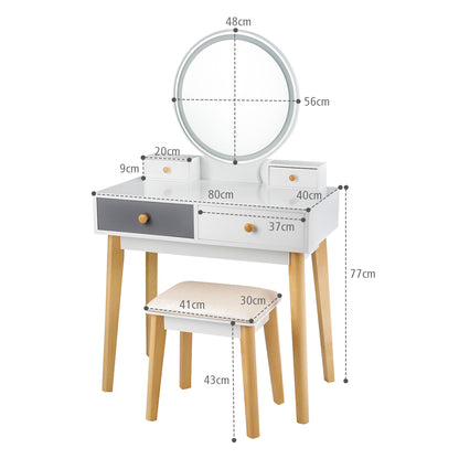 Dressing Table with Lights & Stool for Makeup