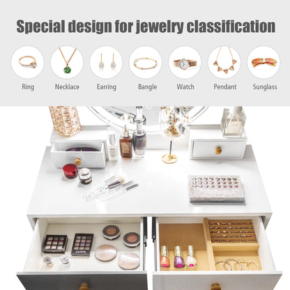 Dressing Table with Lights & Stool for Makeup