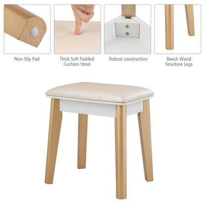 Dressing Table with Lights & Stool for Makeup