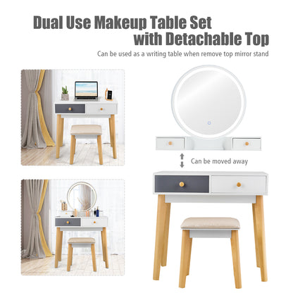 Dressing Table with Lights & Stool for Makeup