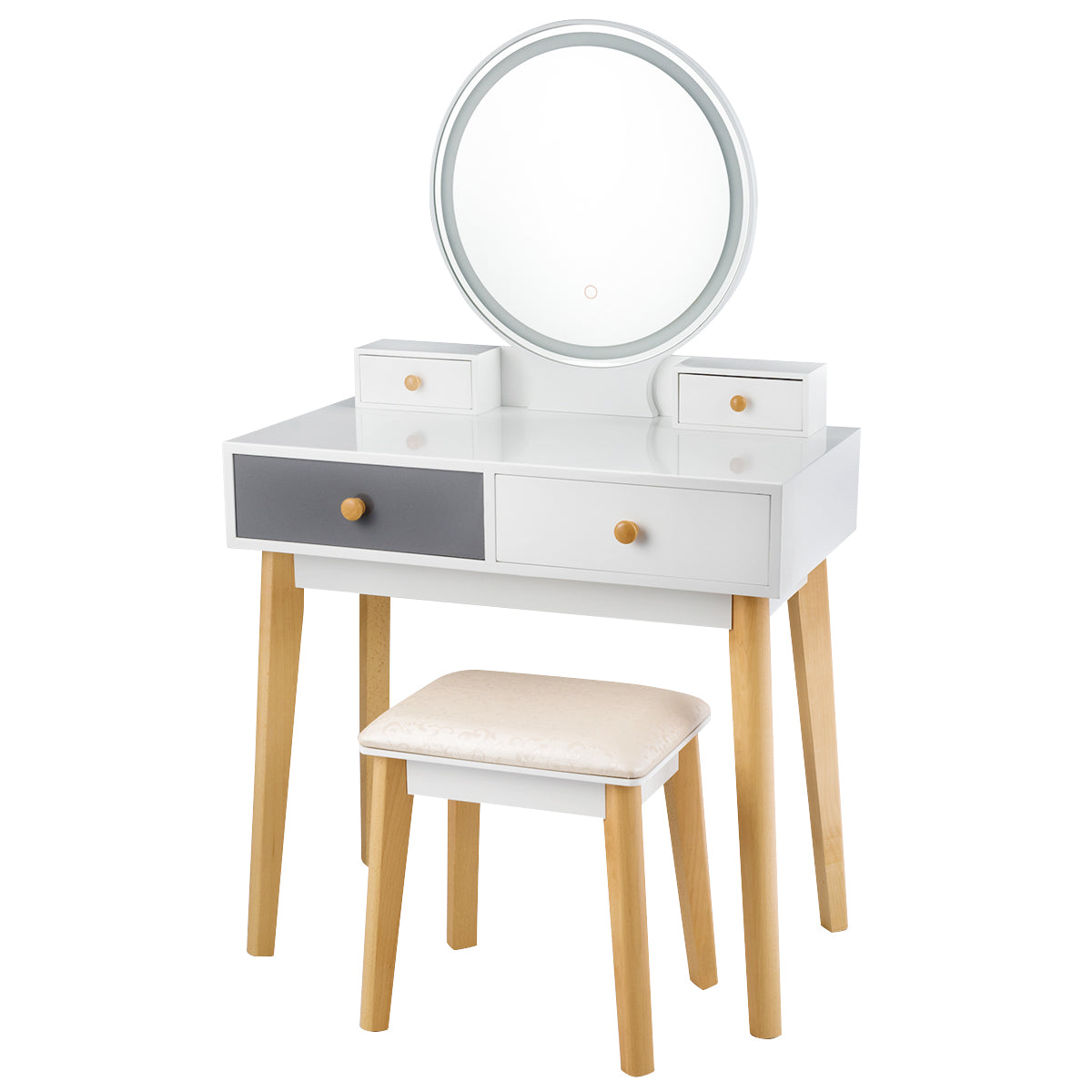 Dressing Table with Lights & Stool for Makeup