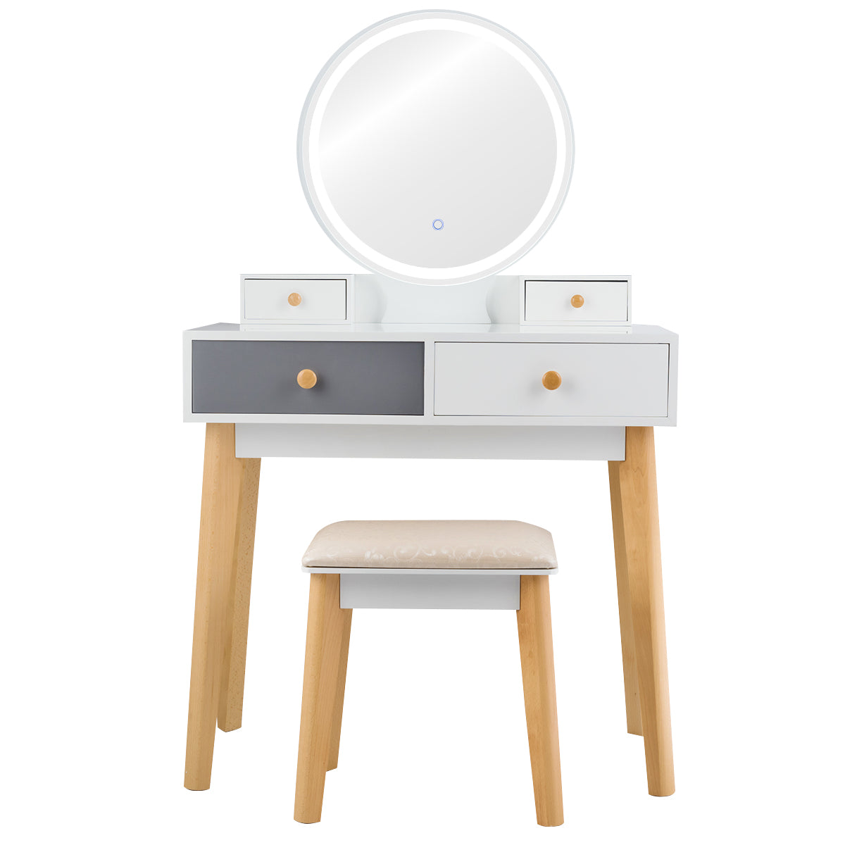 Dressing Table with Lights & Stool for Makeup