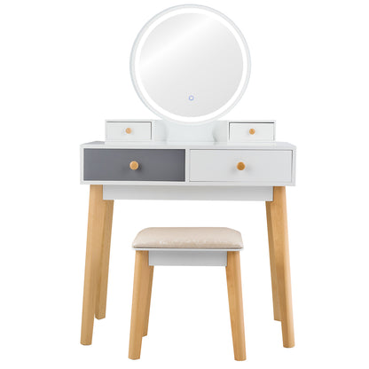 Dressing Table with Lights & Stool for Makeup