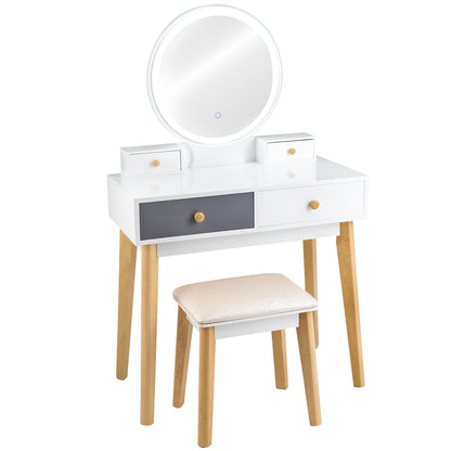 Dressing Table with Lights & Stool for Makeup