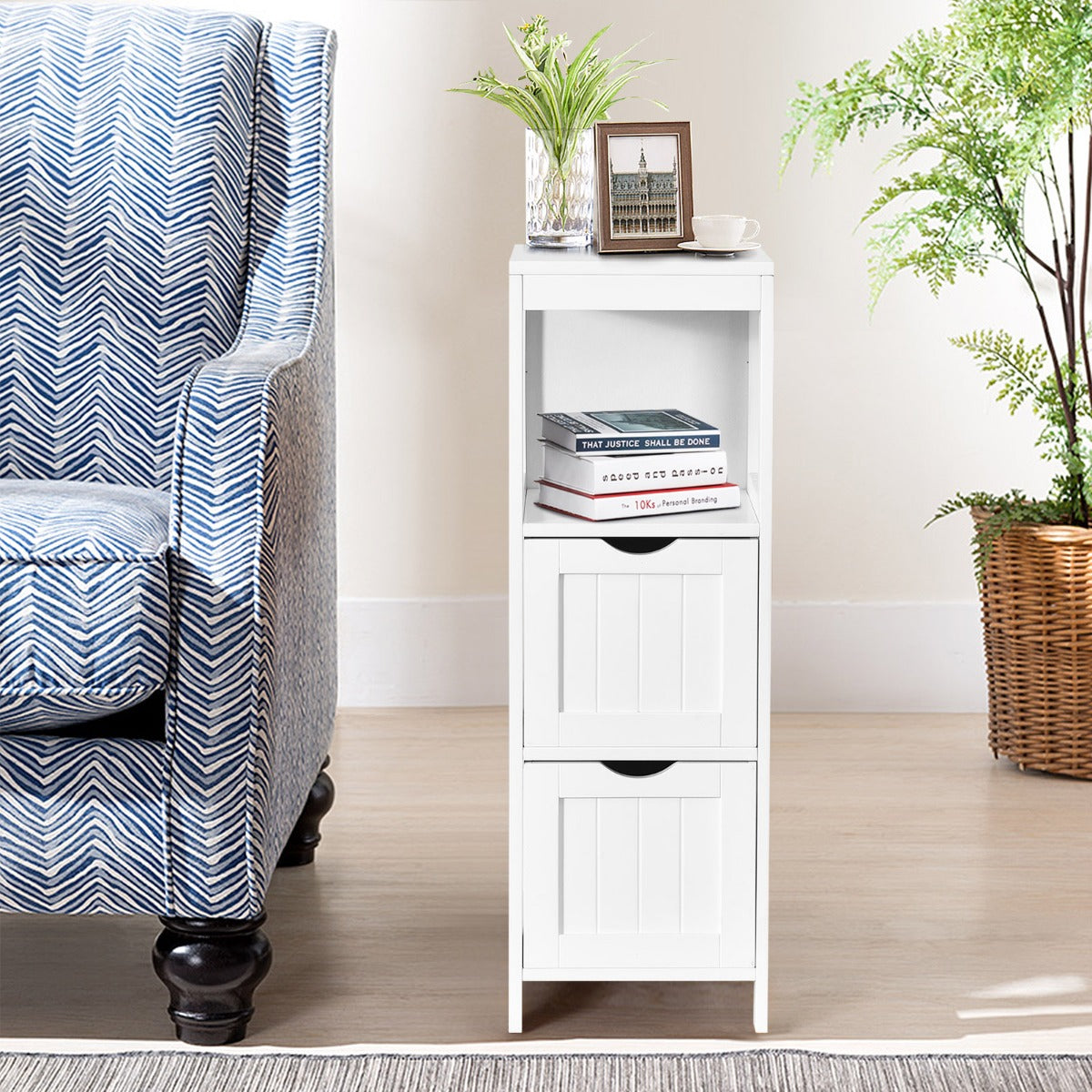 Freestanding Bathroom Floor Cabinet with 2 Removable Drawers