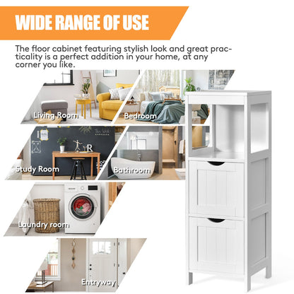 Freestanding Bathroom Floor Cabinet with 2 Removable Drawers