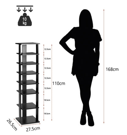 Wooden Shoe Rack with 8 Levels and Large Capacity for Entry/Living Room-Black