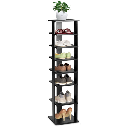 Wooden Shoe Rack with 8 Levels and Large Capacity for Entry/Living Room-Black