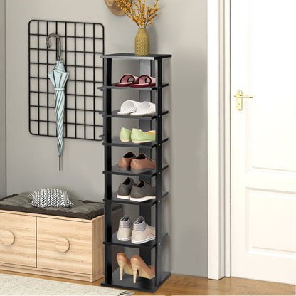 Wooden Shoe Rack with 8 Levels and Large Capacity for Entry/Living Room-Black