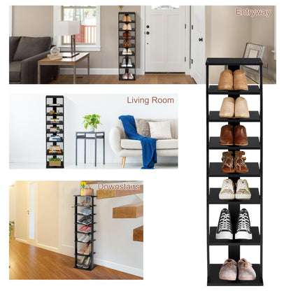 Wooden Shoe Rack with 8 Levels and Large Capacity for Entry/Living Room-Black