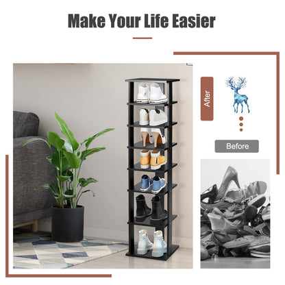 Wooden Shoe Rack with 8 Levels and Large Capacity for Entry/Living Room-Black