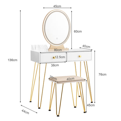 Vanity Table Set with Lighted Mirror for Bedroom-White