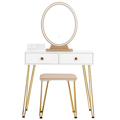 Vanity Table Set with Lighted Mirror for Bedroom-White
