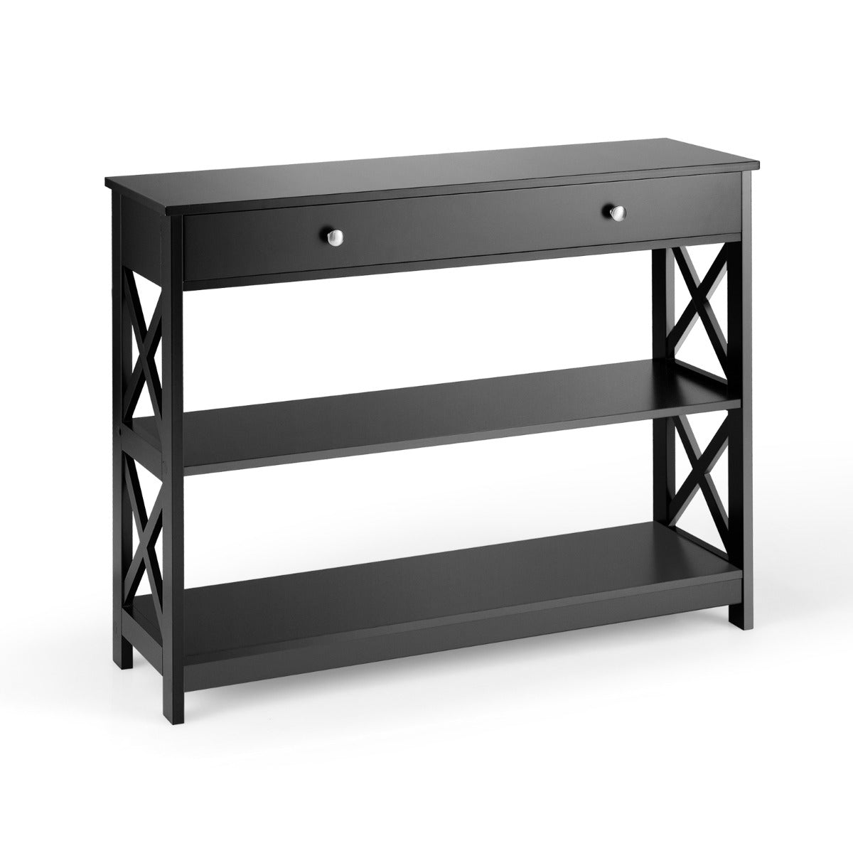 Console Table with Drawer and 2 Shelves for Living Room/Entrance-Black
