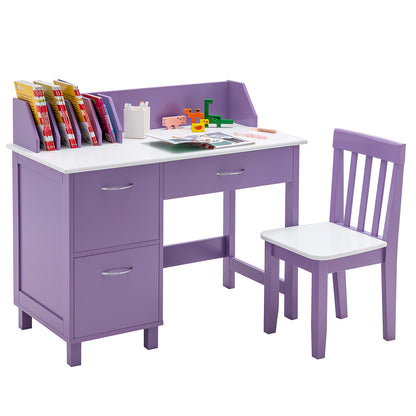 Kids Learning Desk &amp;amp; Chair Set  for Bedroom &amp;amp; Study Room-Purple