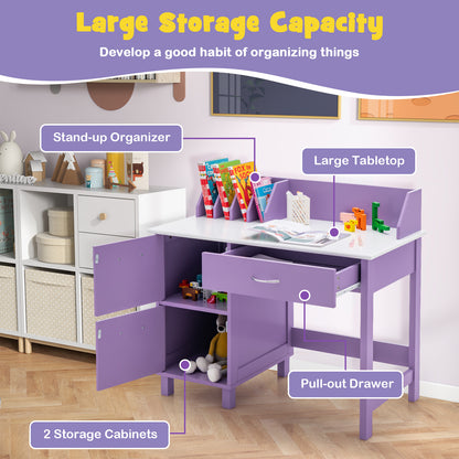Kids Learning Desk &amp;amp; Chair Set  for Bedroom &amp;amp; Study Room-Purple