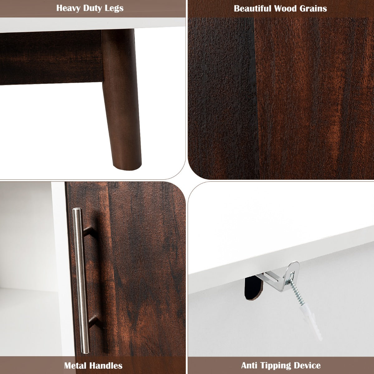 Modern Storage Cabinet with 3 Doors & 6 Compartments for Home & Office