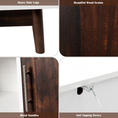 Modern Storage Cabinet with 3 Doors & 6 Compartments for Home & Office